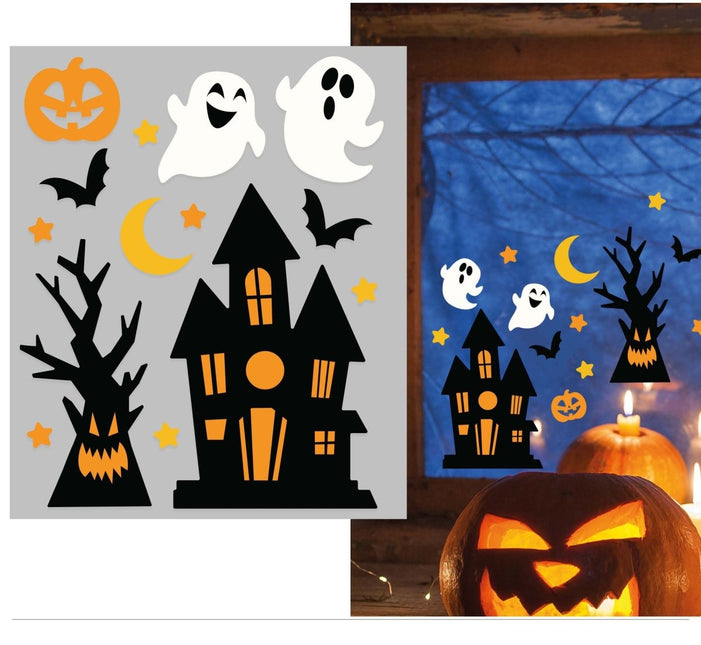 Halloween Raamsticker Zwart Oranje 25cm - Partywinkel - 8434077269077