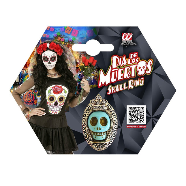Halloween Ring Blauw Schedel van Widmann koop je bij Partywinkel