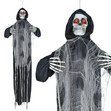 Halloween Skelet Hangend Tuniek Met Licht, Geluid En Beweging 1,75m van Fiestas Guirca koop je bij Partywinkel