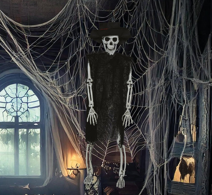 Halloween Skelet Met Hoed 47cm van Fiestas Guirca koop je bij Partywinkel