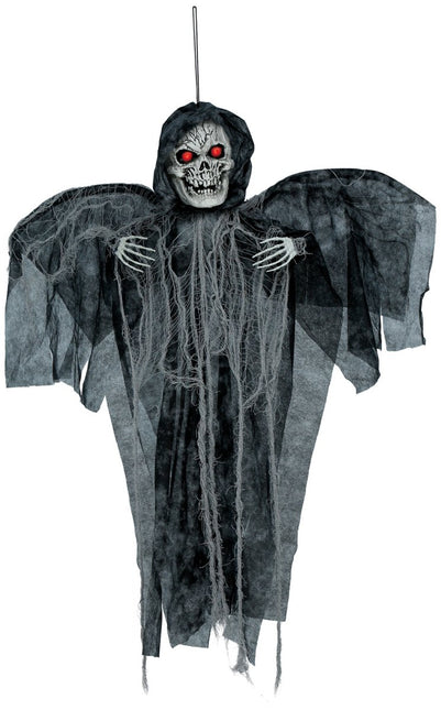 Halloween Skelet Zwart Met Licht, Geluid En Beweging 90cm van Fiestas Guirca koop je bij Partywinkel