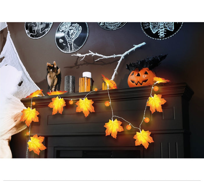 Halloween Slinger Leds Pompoenbladeren - Partywinkel - 8434077249949