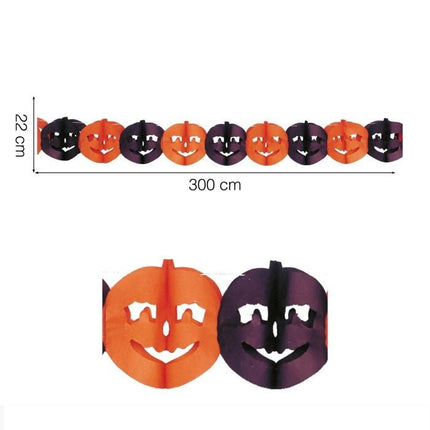 Halloween Slinger Pompoen 3m - Partywinkel - 8434077088920