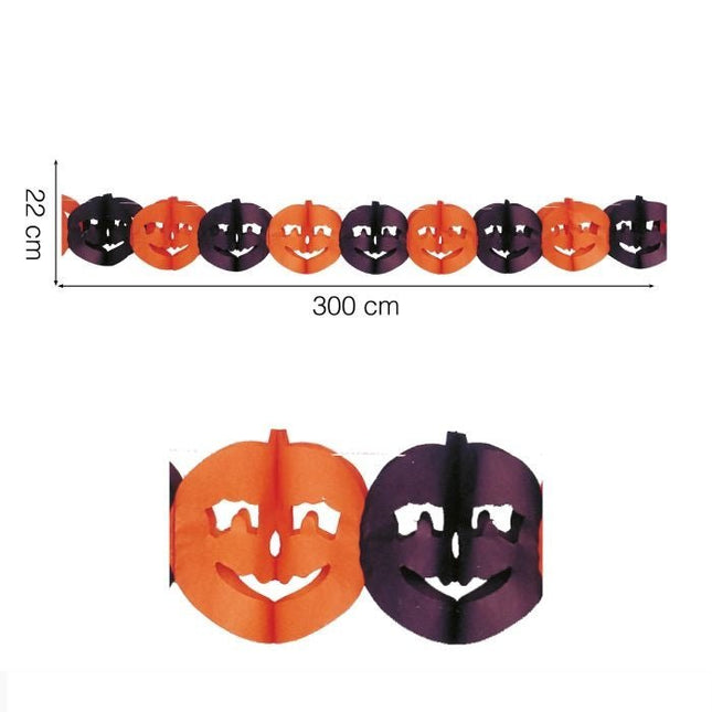 Halloween Slinger Pompoen 3m - Partywinkel - 8434077088920