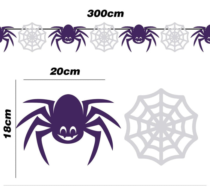 Halloween Slinger Spinnen En Spinnenweb 3m - Partywinkel - 8434077267967
