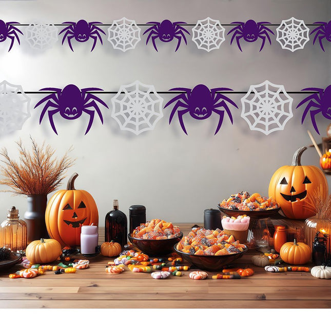 Halloween Slinger Spinnen En Spinnenweb 3m - Partywinkel - 8434077267967