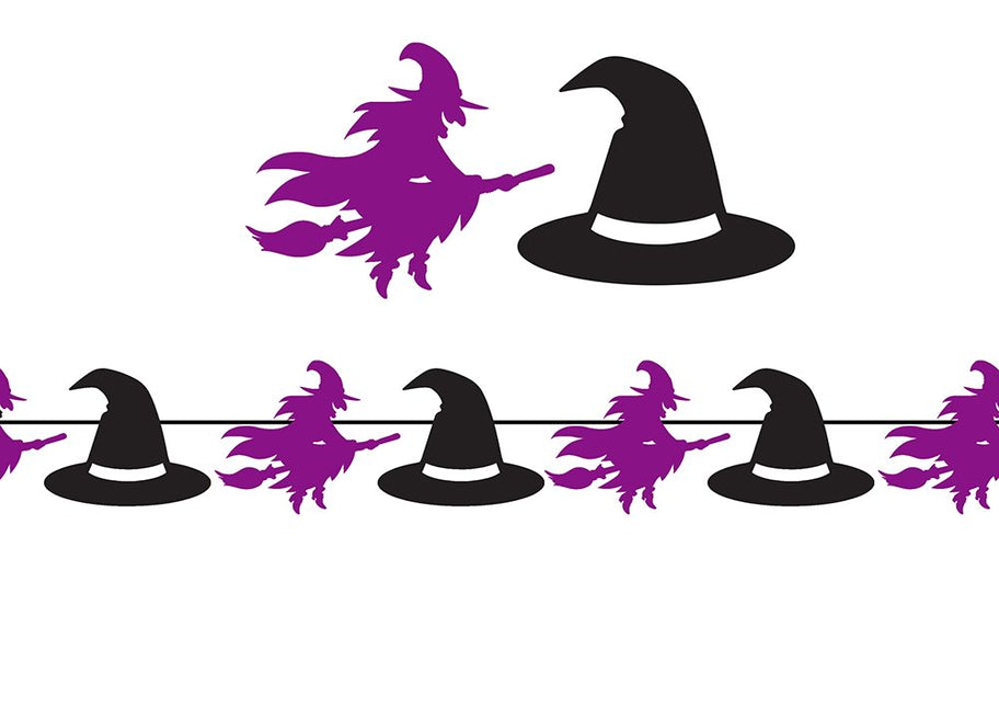 Halloween Slinger Zwart Paars Heksen 3m - Partywinkel - 8434077267974