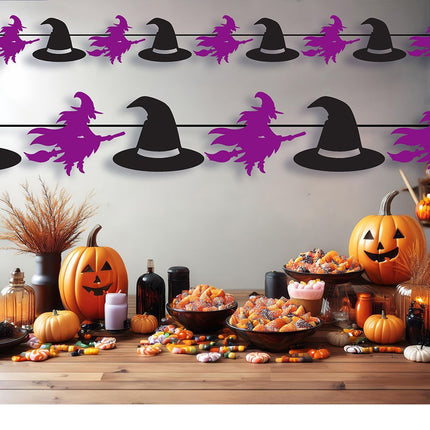Halloween Slinger Zwart Paars Heksen 3m - Partywinkel - 8434077267974