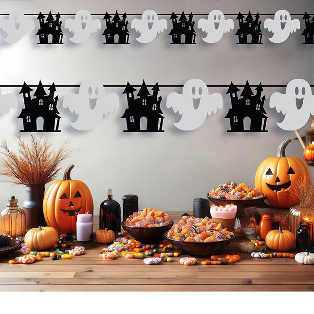 Halloween Slinger Zwart Wit 3m - Partywinkel - 8434077267950