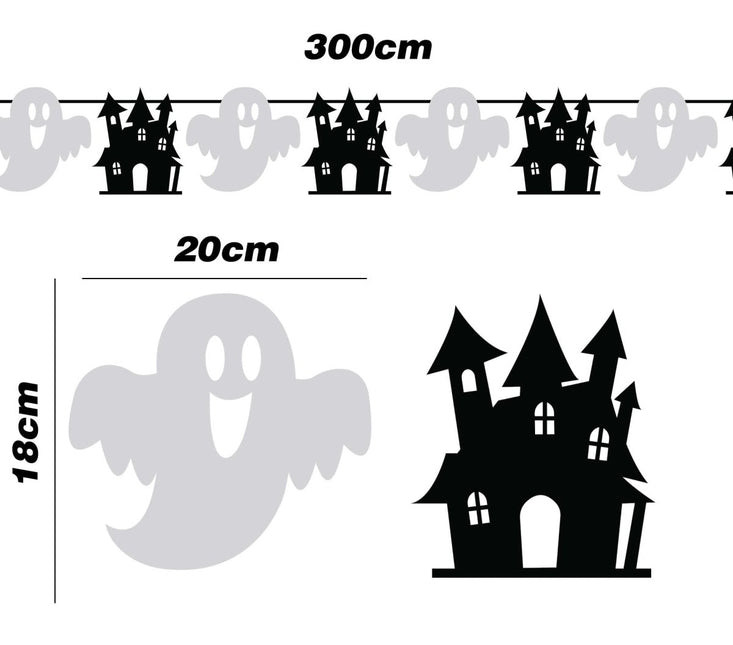 Halloween Slinger Zwart Wit 3m - Partywinkel - 8434077267950