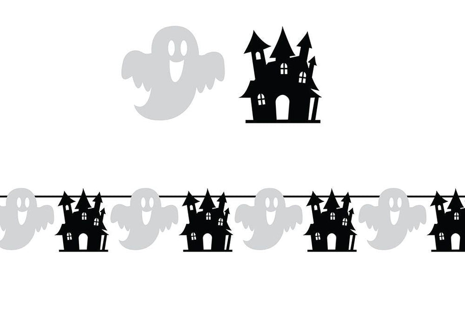 Halloween Slinger Zwart Wit 3m - Partywinkel - 8434077267950
