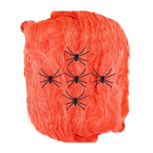 Halloween Spinnenweb Oranje Met Spinnen van Widmann koop je bij Partywinkel