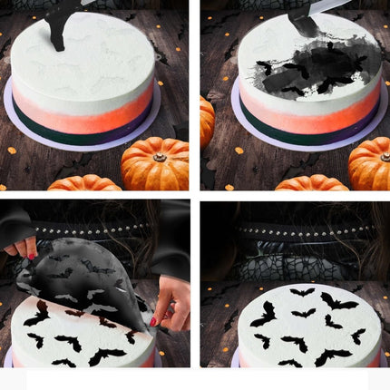 Halloween Taartsjabloon Vleermuizen 25cm - Partywinkel - 8434077269701