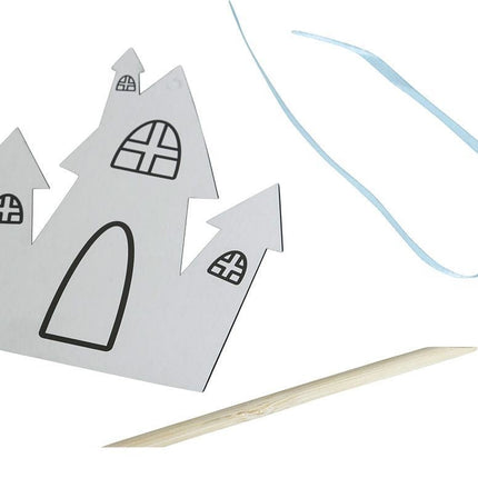 Halloween Tafeldecoratie Wit Kasteel Silhouetten 12cm 6st van Fiestas Guirca koop je bij Partywinkel