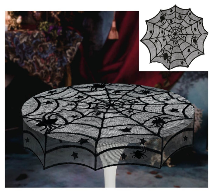 Halloween Tafelkleed Spinnenweb 1m - Partywinkel - 8434077268230