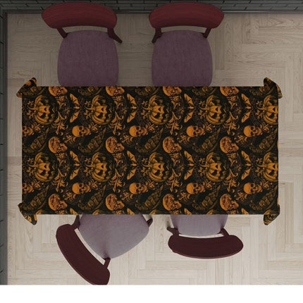 Halloween Tafelkleed Zwart Oranje Pompoen 2,74m - Partywinkel - 8434077269282