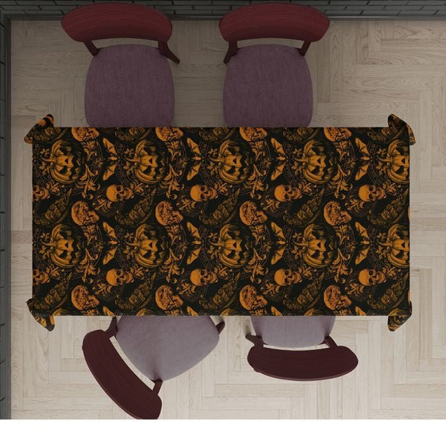 Halloween Tafelkleed Zwart Oranje Pompoen 2,74m - Partywinkel - 8434077269282