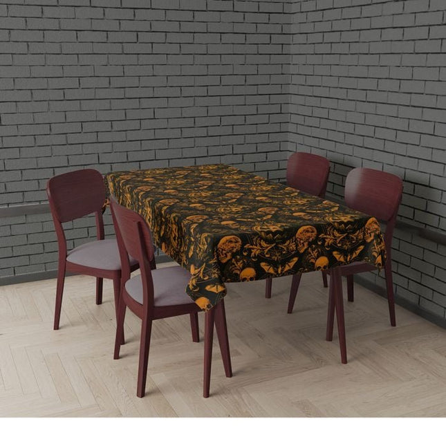 Halloween Tafelkleed Zwart Oranje Pompoen 2,74m - Partywinkel - 8434077269282