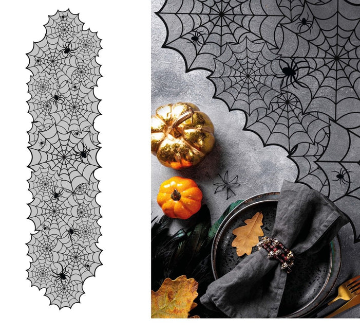 Halloween Tafelloper Spinnenweb 1,83m - Partywinkel - 8434077268544