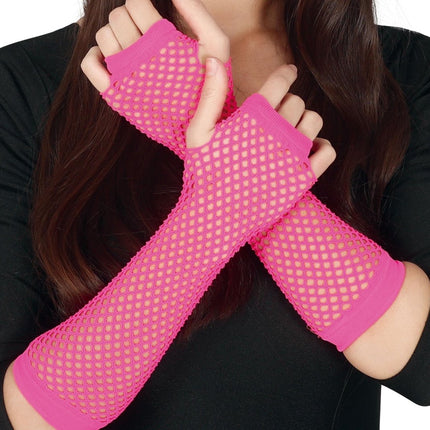 Handschoen Visnet Neon Fuschia van Fiestas Guirca koop je bij Partywinkel
