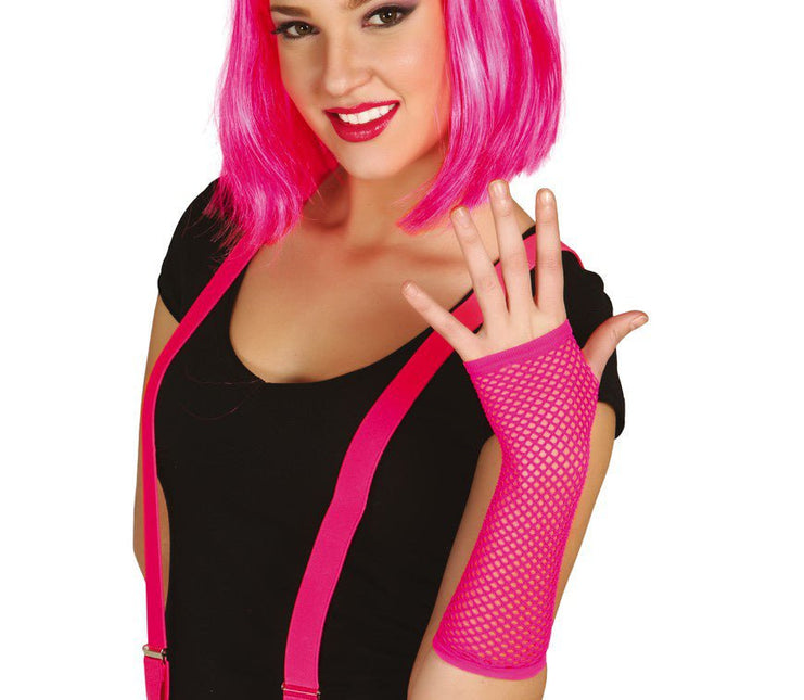 Handschoen Visnet Neon Fuschia van Fiestas Guirca koop je bij Partywinkel