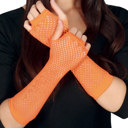 Handschoen Visnet Neon Oranje van Fiestas Guirca koop je bij Partywinkel