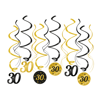 Hangdecoratie 30 Jaar 14cm 12st van Paper Dreams koop je bij Partywinkel
