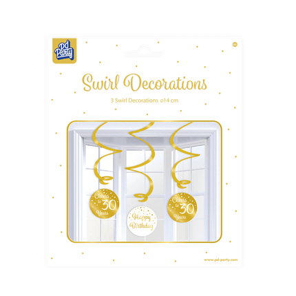 Hangdecoratie 30 Jaar Happy Birthday 17cm 3st van Paper Dreams koop je bij Partywinkel