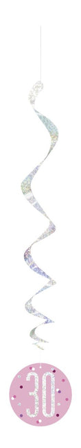 Hangdecoratie 30 Jaar Roze 81cm 6st van Unique koop je bij Partywinkel