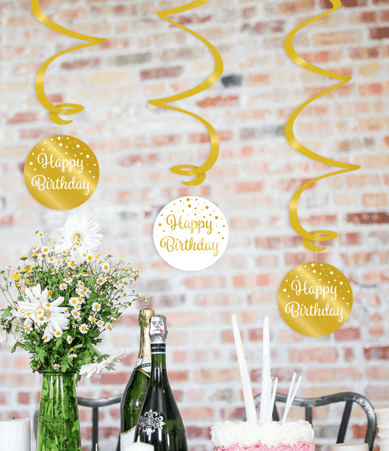 Hangdecoratie 40 Jaar Happy Birthday 17cm 3st van Paper Dreams koop je bij Partywinkel