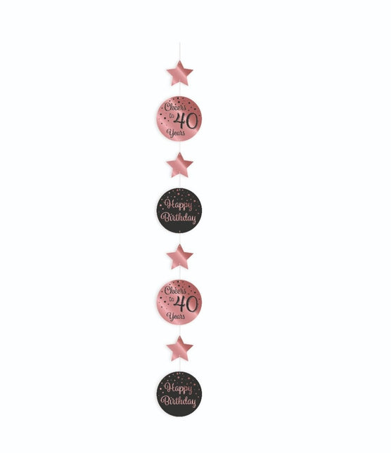 Hangdecoratie 40 Jaar Roze Zwart 20,5cm van Paper Dreams koop je bij Partywinkel