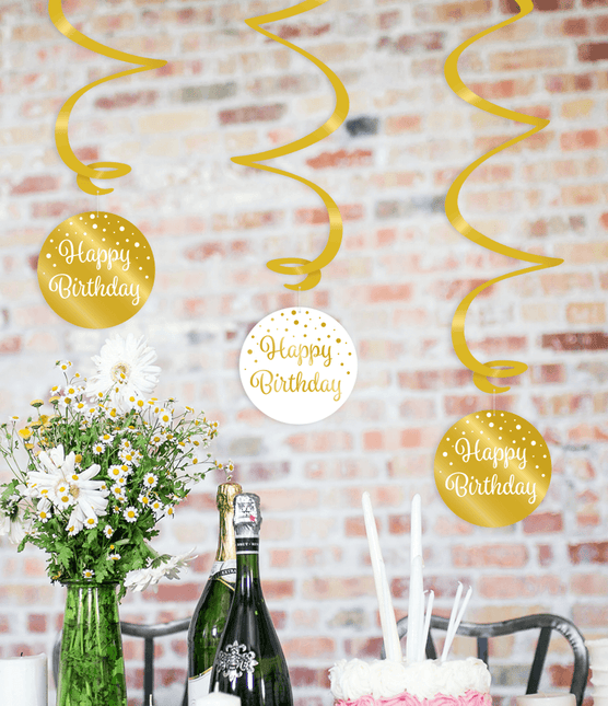 Hangdecoratie 50 Jaar Happy Birthday 17cm 3st van Paper Dreams koop je bij Partywinkel