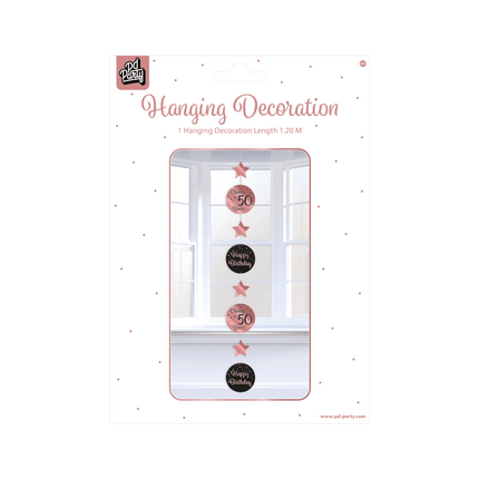 Hangdecoratie 50 Jaar Roze Zwart 20,5cm van Paper Dreams koop je bij Partywinkel