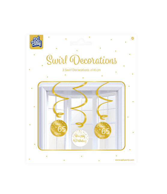 Hangdecoratie 65 Jaar Happy Birthday 17cm 3st van Paper Dreams koop je bij Partywinkel