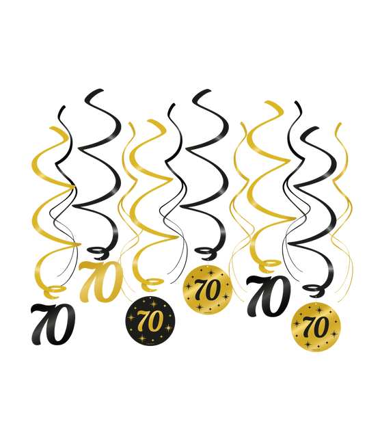 Hangdecoratie 70 Jaar 14cm 12st van Paper Dreams koop je bij Partywinkel