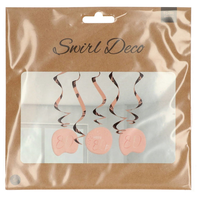 Hangdecoratie 80 Jaar Rose Goud 75cm 5st van Folat koop je bij Partywinkel