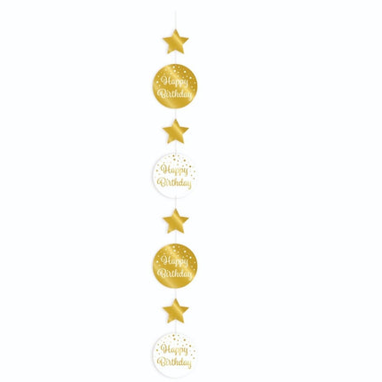 Hangdecoratie Happy Birthday Goud Wit 20,5cm van Paper Dreams koop je bij Partywinkel
