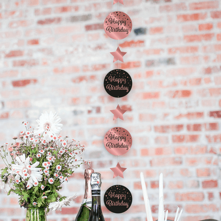 Hangdecoratie Happy Birthday Roze Zwart 20,5cm van Paper Dreams koop je bij Partywinkel