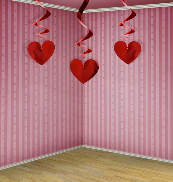 Hangdecoratie Hartjes Rood 60cm 3st van Partydeco koop je bij Partywinkel