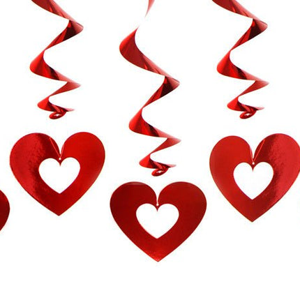 Hangdecoratie Hartjes Rood 60cm 5st van Partydeco koop je bij Partywinkel