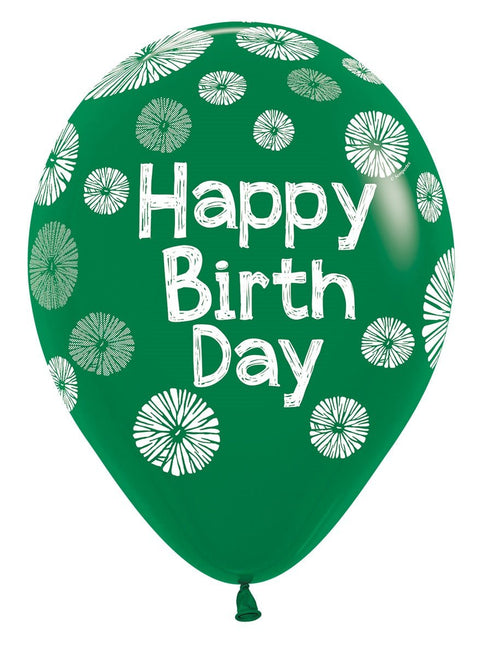 Happy Birthday Ballonnen Groen 30cm 25st van Sempertex koop je bij Partywinkel