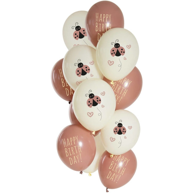 Happy Birthday Ballonnen Lieveheersbeestje 33cm 12st van Folat koop je bij Partywinkel