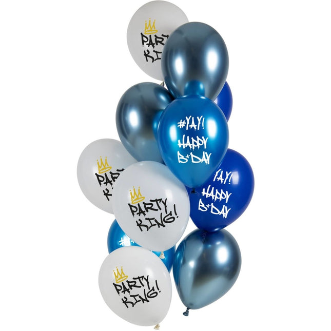 Happy Birthday Ballonnen Party King 33cm 12st van Folat koop je bij Partywinkel