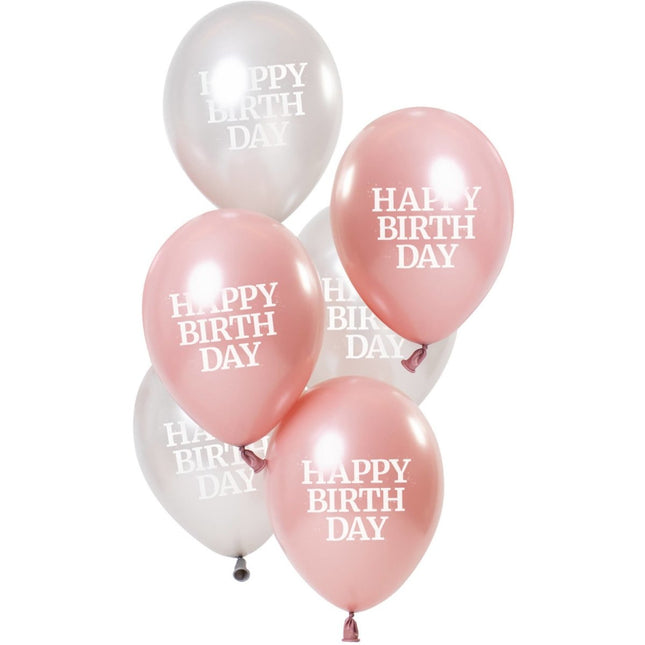 Happy Birthday Ballonnen Roze 23cm 6st van Folat koop je bij Partywinkel