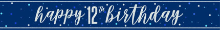 Happy Birthday Banner Blauw 12 Jaar 2,74m van Unique koop je bij Partywinkel