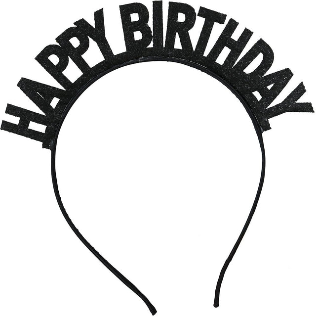 Happy Birthday Haarband Zwart Zilveren van Fiestas Guirca koop je bij Partywinkel