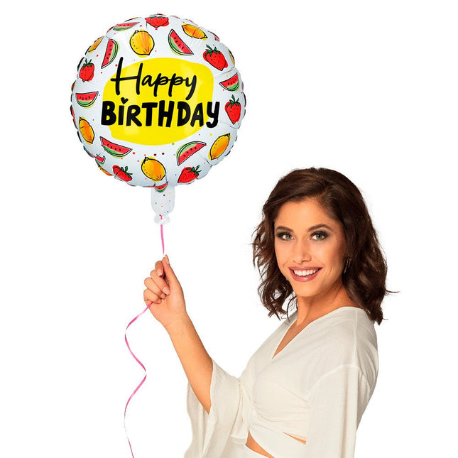Happy Birthday Helium Ballon Fruit Dubbelzijdig 45cm van Boland koop je bij Partywinkel