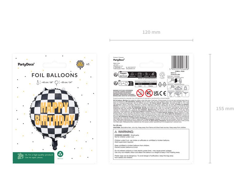 Happy Birthday Helium Ballon Race Vlag Leeg 35cm van Partydeco koop je bij Partywinkel