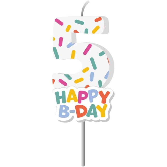 Happy Birthday Kaars 5 Jaar 7cm van Folat koop je bij Partywinkel