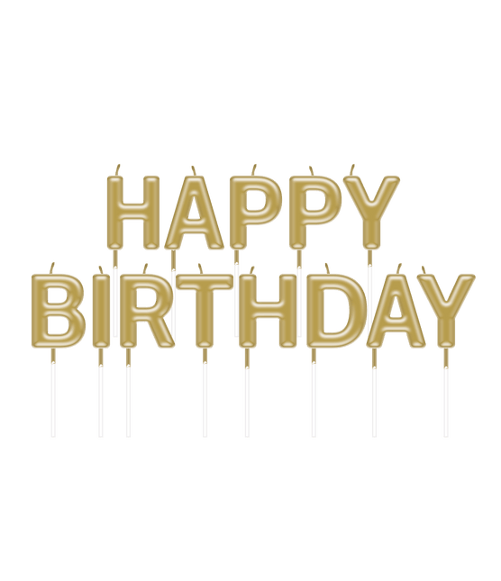 Happy Birthday Kaarsen Goud 2,5cm van Paper Dreams koop je bij Partywinkel